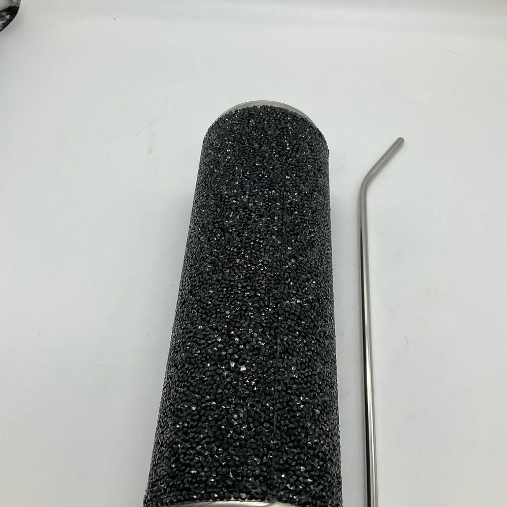 THE BACK IN BLACK BLING 30 oz DOUBLE CHUNKY BLING TUMBLER INSULATED HOT COLD BEV
